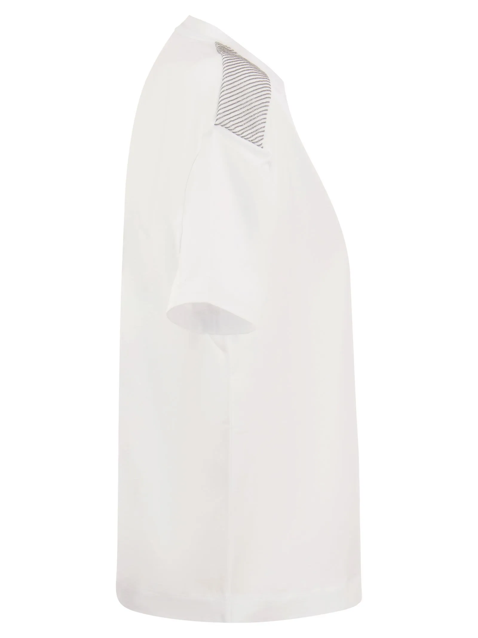 T-shirt in jersey di cotone stretch con spalle lucide