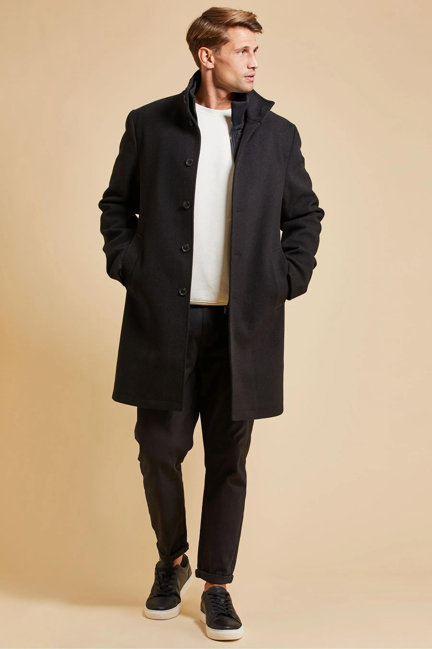 Threadbare Luxe Collo a imbuto Cappotto con Finto strato