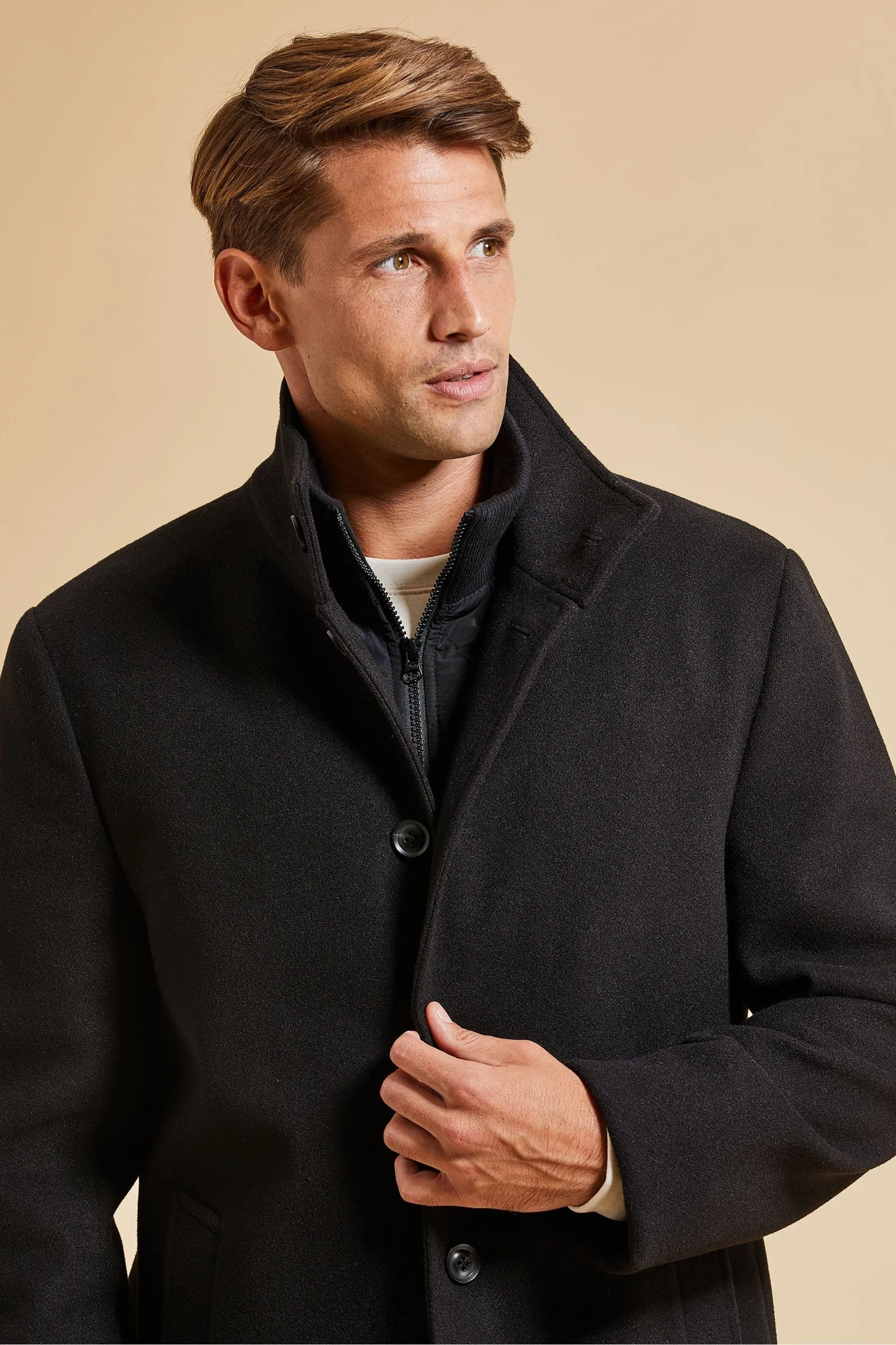 Threadbare Luxe Collo a imbuto Cappotto con Finto strato