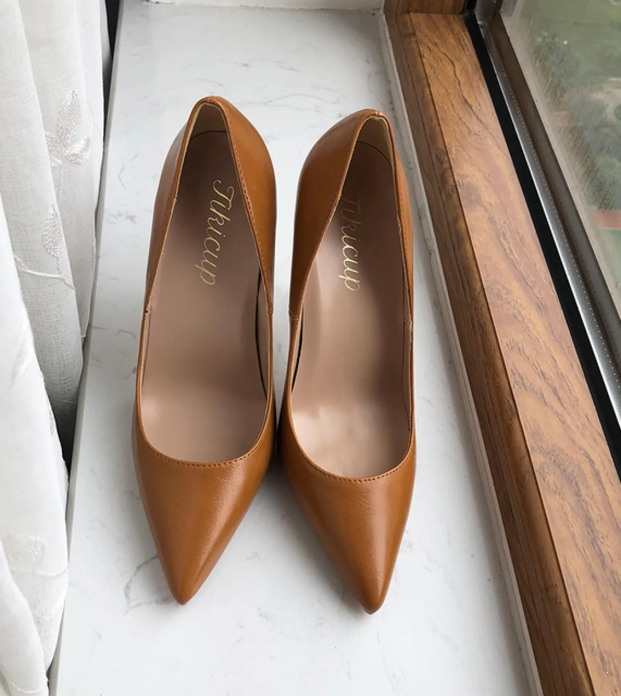 Tikicup Marrone Opaco Donna Punta a punta Tacchi a spillo Tacchi alti da donna Scarpe da cerimonia eleganti Ol Eleganti décollet