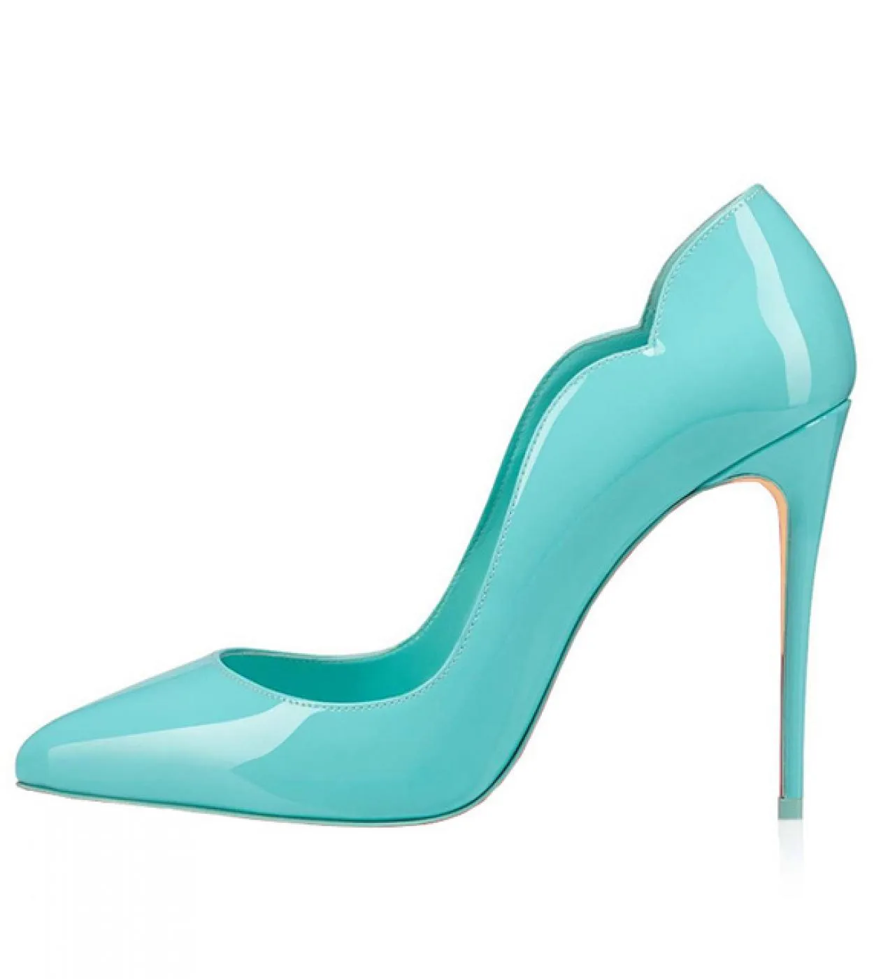 Tikicup Side V Cut Women Patent Punta a punta Tacco alto Scarpe eleganti eleganti Ol Stiletto Pumps Solid Lavender Mint Cu