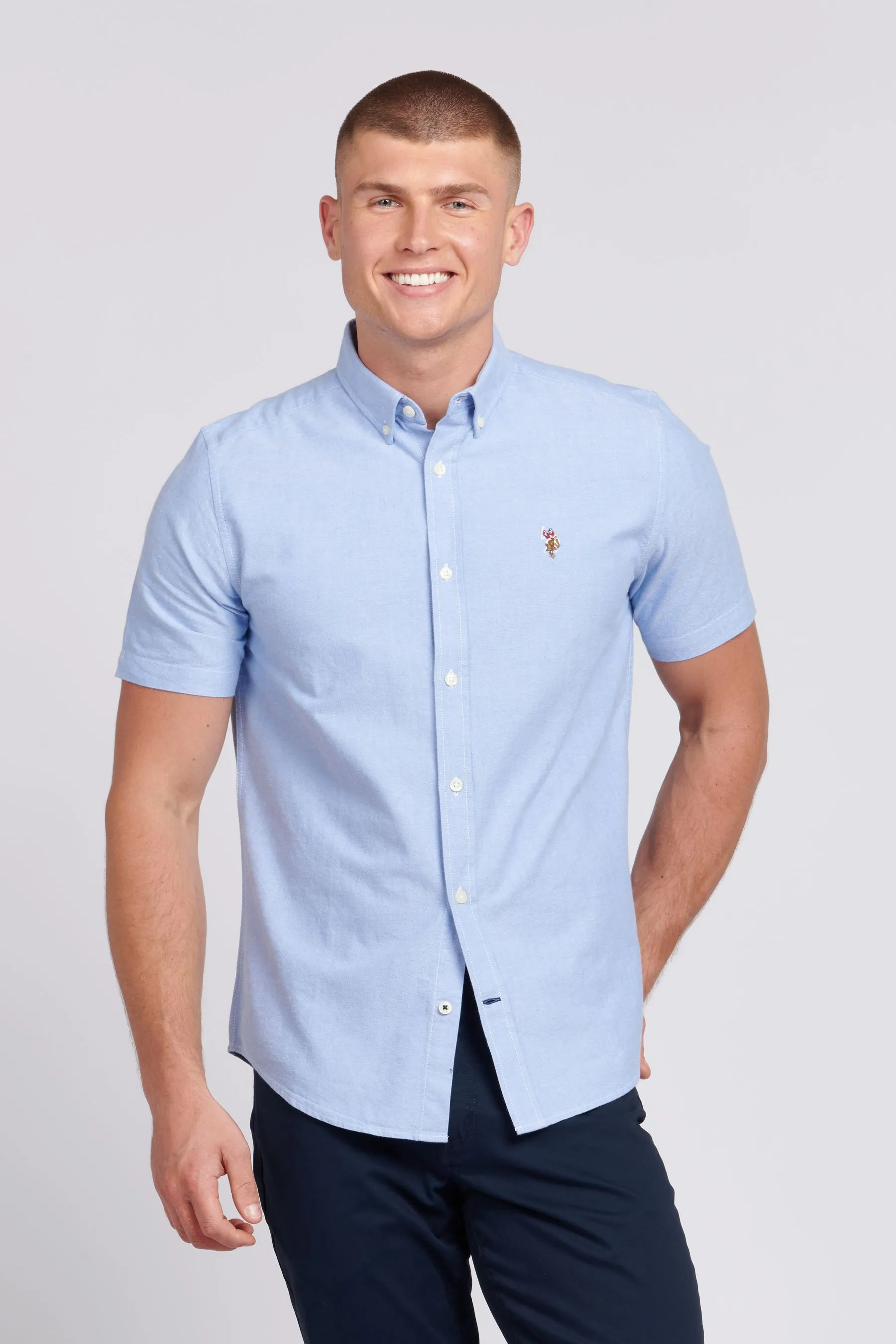 U.S. Polo Assn. Camicia Uomo Manica corta Oxford a righe